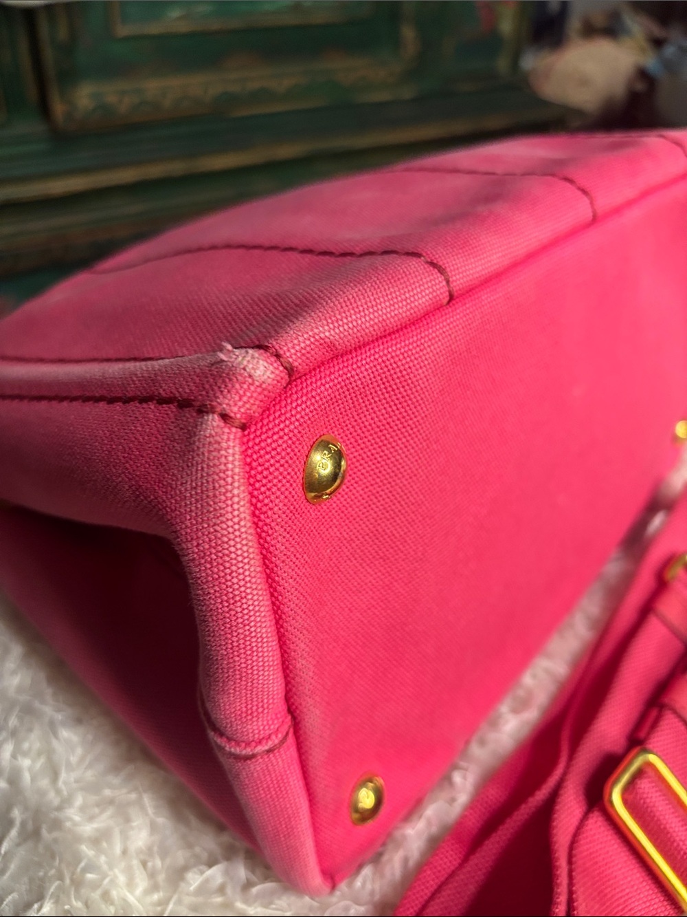 Prada Canapa Small Canvas Tote with Strap - Picture 11 of 16